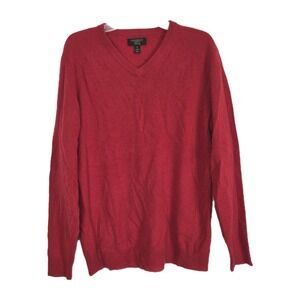 Club Room Luxury Men's size M red 100% Cashmere V-Neck Pullover Sweater knit